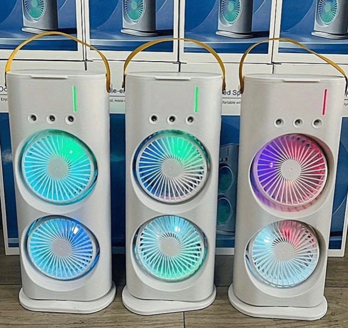 Rechargeable Automatic Rotating Dual Double Spray Mist Fan