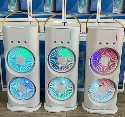 Rechargeable Automatic Rotating Dual Double Spray Mist Fan