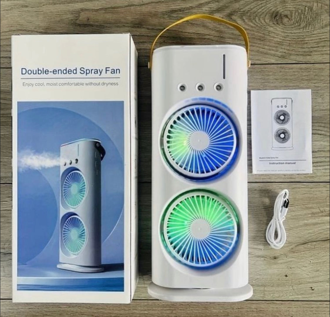 Rechargeable Automatic Rotating Dual Double Spray Mist Fan