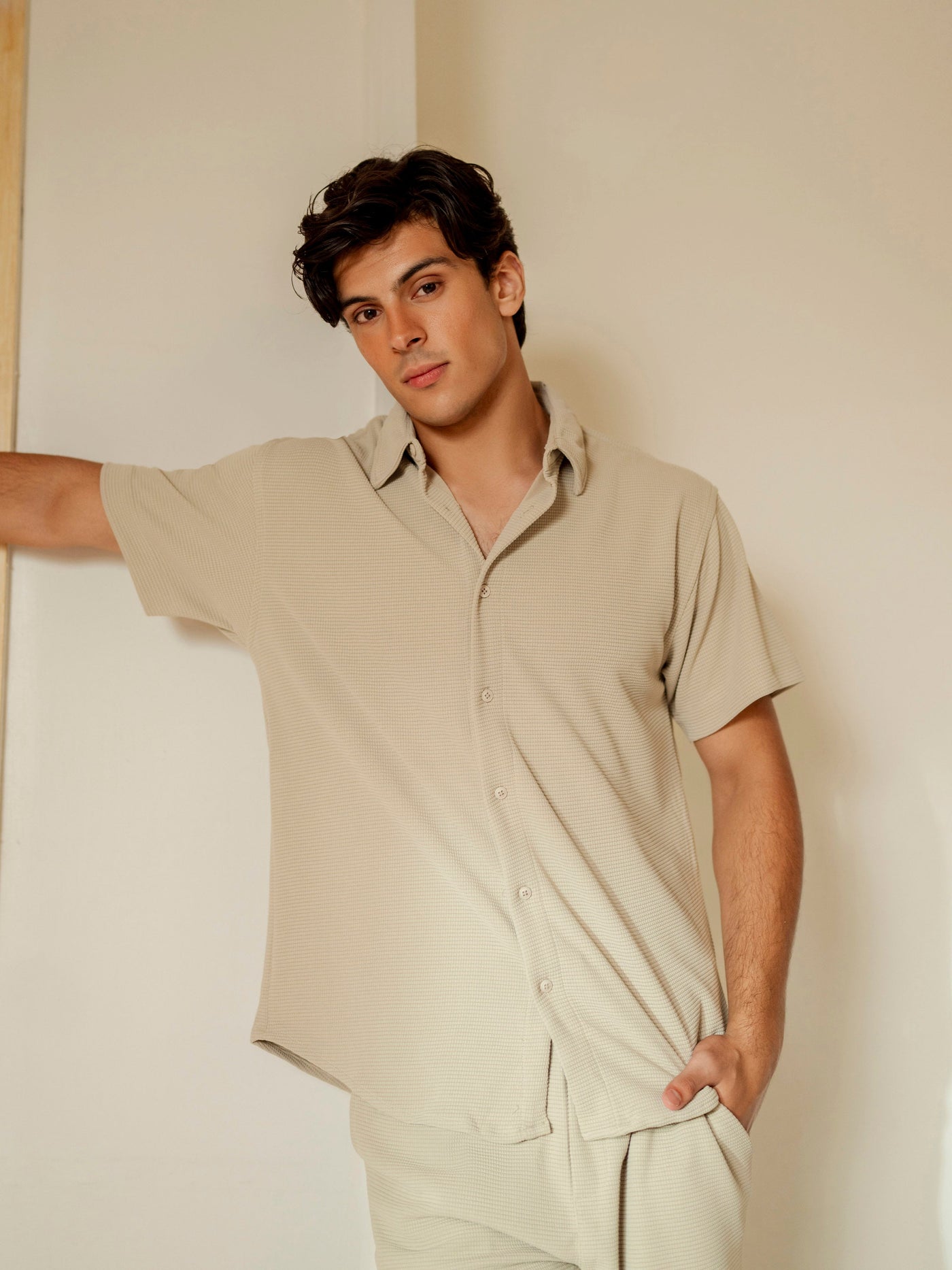 Waffle Knit Co-ord Set Shirt