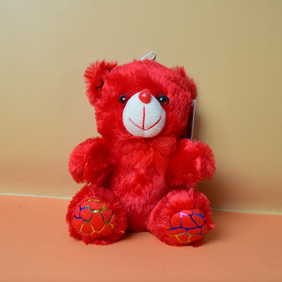 Cute Looking Little Red Teddy Bear with Bow Soft Toy