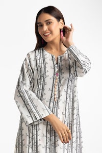 Jacquard Embellished Shirt And Printed Lawn Trouser